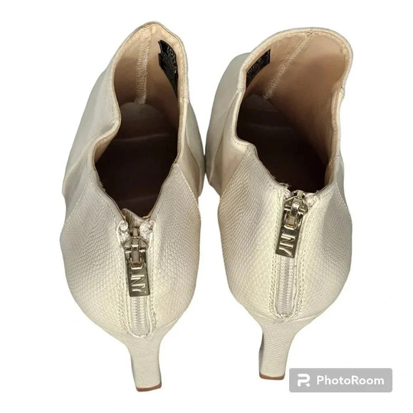 Jones New York sz9M Cream Ankle bootie Peep Toe Heels Back Zipper Resortwear - Picture 6 of 9